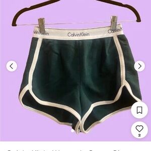 Calvin Klein Dark Green Sleepwear Shorts with White Accents